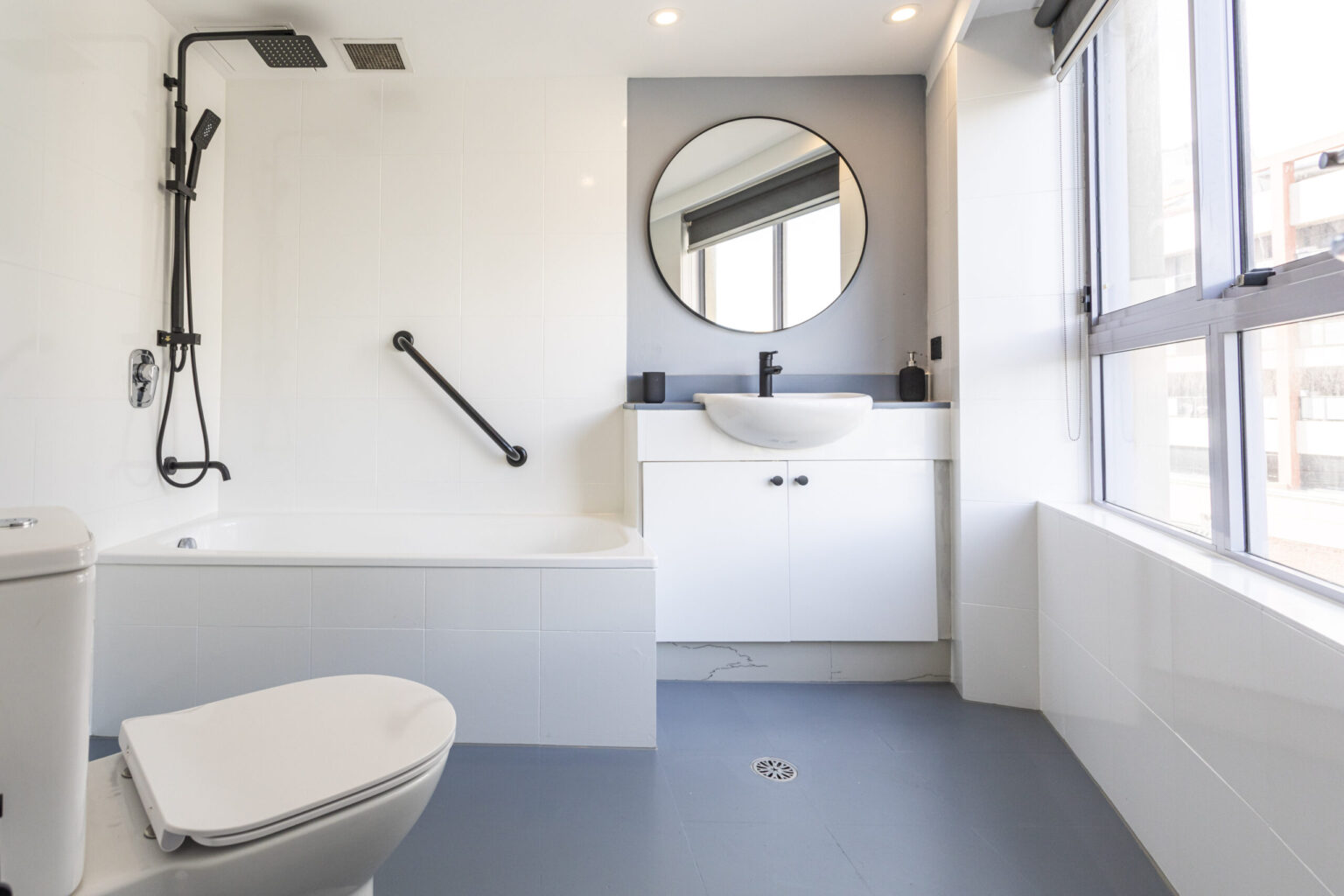 Bathroom after a turnover clean
